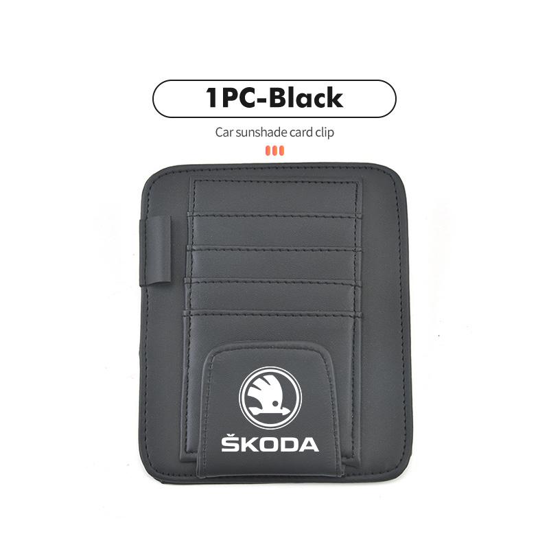 Car Sun Visor Storage Card Bag Glasses IC Card Clip Holder For Skoda Auto Accessories octavia a5 a4 mk1 2 fabia superb rapid mk3 JT3