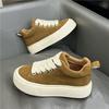 Autumn and Winter New Leather Velvet High-top Shoes Platform Casual Shoes Lace-up Board Shoes Tt