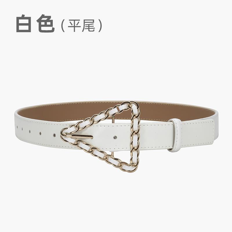 Women'S Belt Retro Triangle Pin Buckle Chain Belt Women'S Decorative Leather Fine Belt Women'S Dress