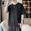 PLAYBOY Men's Steel Print Round Neck Loose Short Sleeve T-shirt