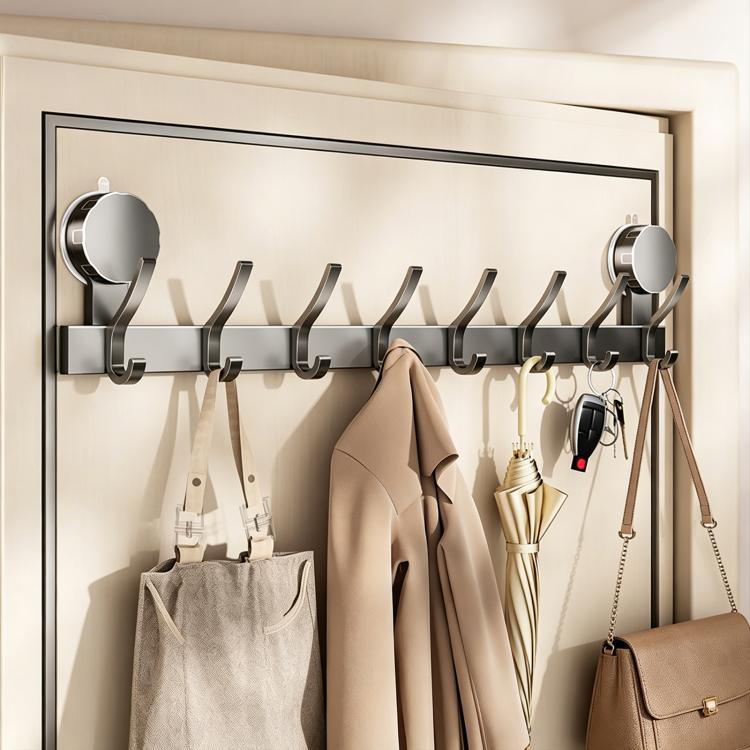 No-drill Door Back Vacuum Suction Cup Hooks Storage Rack