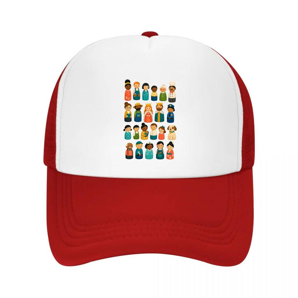 Playful Community Character People C Mesh Baseball Cap Casual Hat Outdoor For Womens Unisex FeUnisex