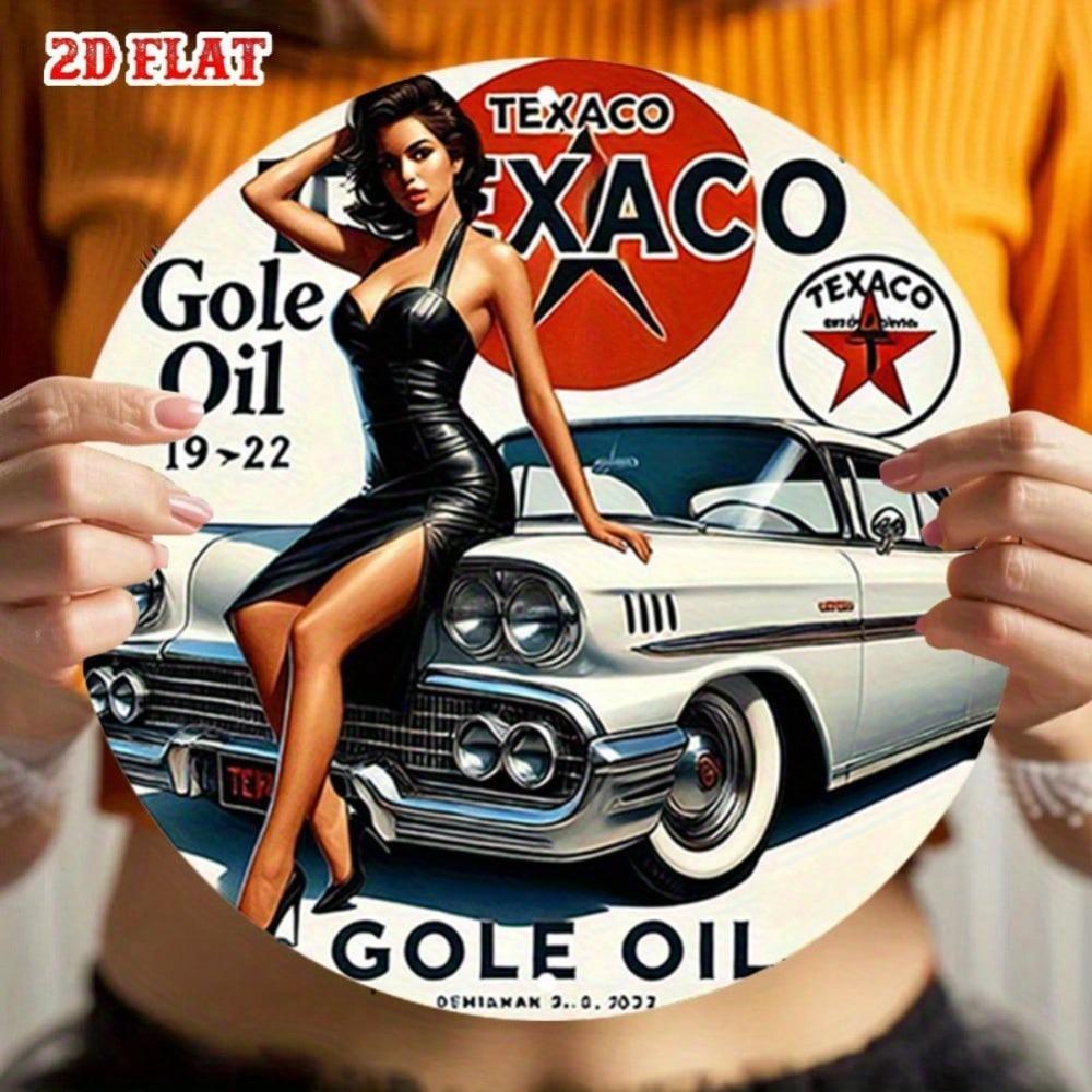 Vintage Texaco Tin Sign Retro Car Garage Metal Wall Art 7.87 Inch Indoor Outdoor Decor