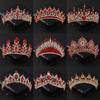 Baroque Red Crystal Tiaras and Crowns Prom Rhinestone Bridal Diadem Crown Taira for Women Wedding Hair Accessories Jewelry Crown