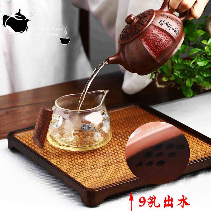 Alte sechseckige Teekanne aus violetter Tonerde, Yixing-Tonerde, chinesische Teekanne, Kung-Fu-Teeset, Fassungsvermögen 320 ml