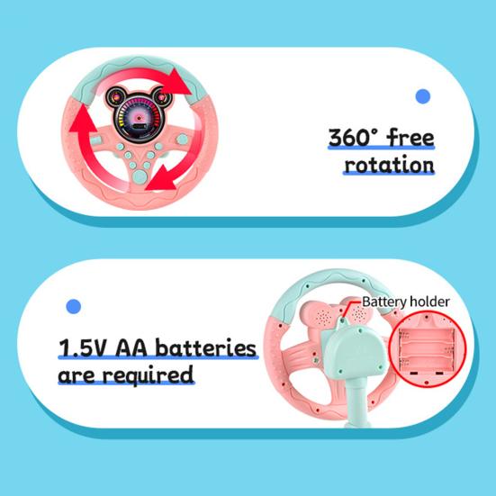Kids Standing Steering Wheel Toy Backseat Car Driving Simulation Wheel Interactive Musical