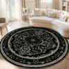 Vintage Gothic Mandala Round Rug Black Oriental Medallion Area Carpet Large Circular Floor Mat For Living Room Bedroom Decor