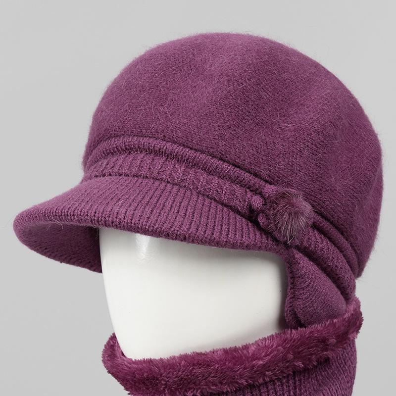 Wool Hat Women's Autumn and Winter Fleece Warm Hat, Ear Protection, Cold Protection, Thickened Knitted Hat