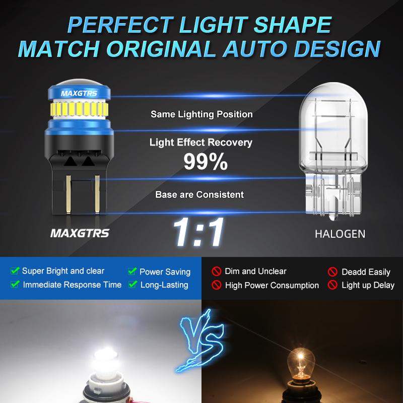 MAXGTRS 2x LED T20 1157 BAY15D Car Lights P21/5W P27/7W BA15D 7443 W21/5W LED Turn Signal Brake Reverse Tail Lamp