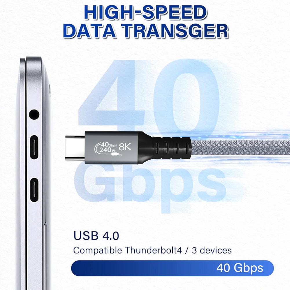 Usb 4.0 Data Cable Compatible For  4 Type C Double-headed 8k Cable 40gbps Pd 240w Fast Charging Cable
