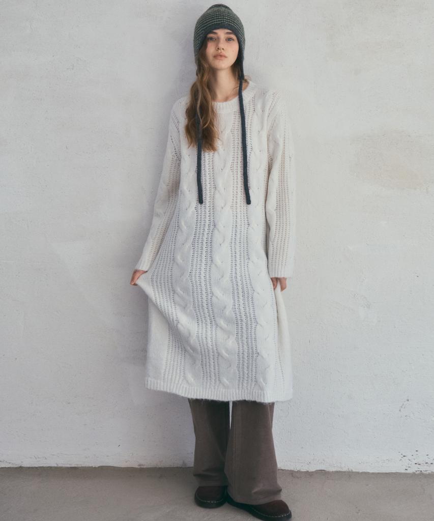 Aueonoseuteljia Cuddle Cable Knit Dress_Ivory(Oc25-Kn26)