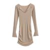 Sexy Spice Girl Knitted Temperament Deep V Breast Dress Women's Spring New Fashion Versatile Folded Hip Wrap Skirt