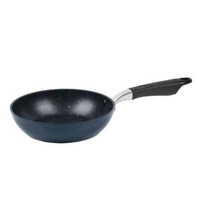 Pearl Metal Sturdy Marbled Frying Pan with Rim 20cm IH Compatible Marble Coat Metal Spatula OK With Rim Forged Coin Press Method Navy Non-stick