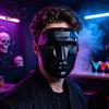 Hard Plastic Cosplay Mask Halloween Geometric Mask, Polygonal Cool Party with Mesh Eyes, Recognition Boss Style Black White for Masquerade,