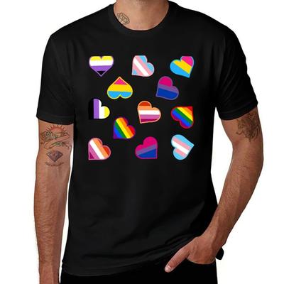 Pride Flags Hearts T-Shirt Cotton T Shirt Man Man T Shirts Graphic T-Shirt