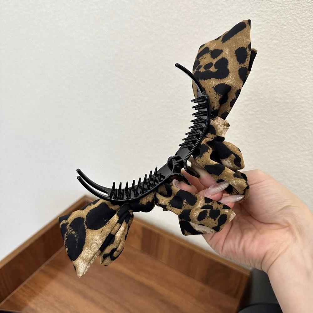 New Vintage Leopard Print Bow Premium Hair Grab  Non-slip Hair Accessory Is Suitable for Women To Wear