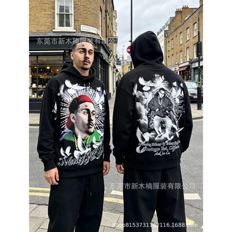 Unisex Oversized Hoodie Cotton Sweatshirt Streetwear Winter 400g Heavyweight Pullover With Front Pocket