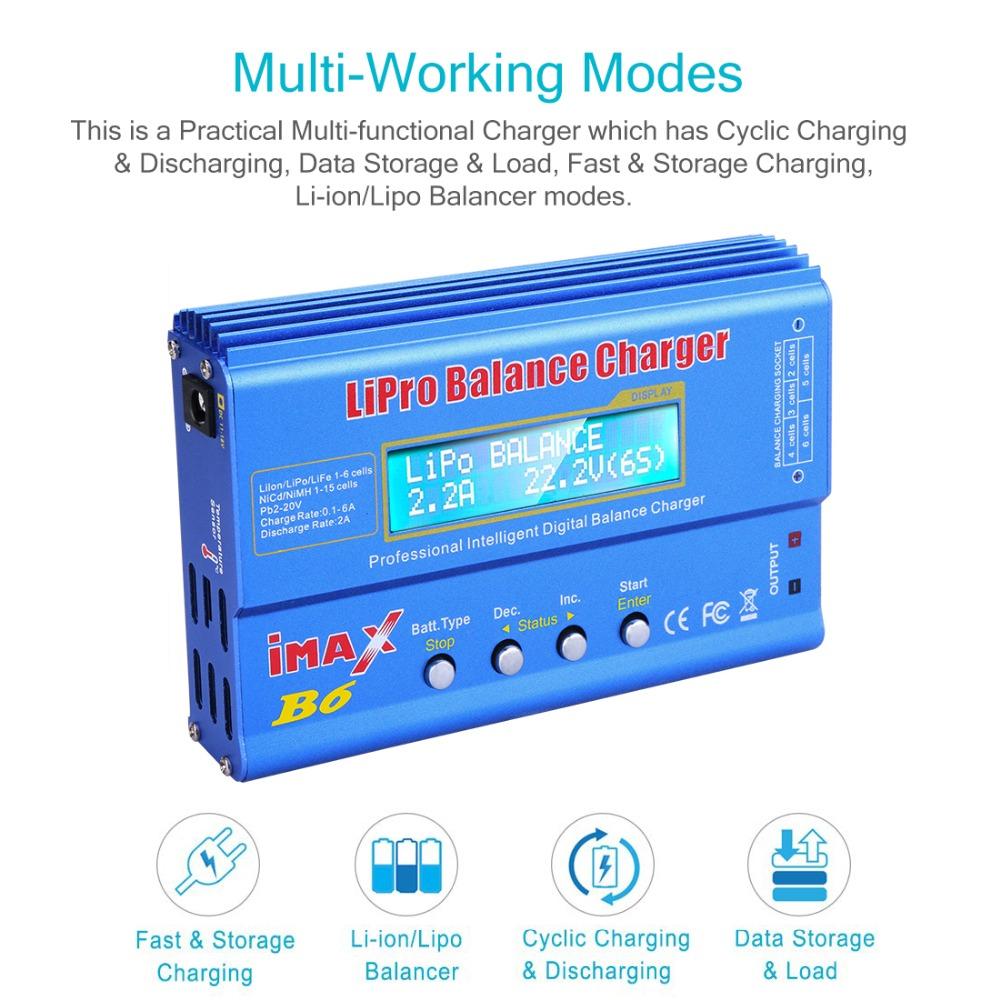 IMAX B6 80W Multi-function Charger For Lipo Li-ion LiFe NiMh Ni-Cd PB Battery RC Balance Discharger 15V 6A Adapter Optional