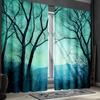 2pcs Forest Woodland Curtains with Summer Foliage Trees & Sun Rays Design, Scenic Polyester Window Drapes for Living Room & Bedr
