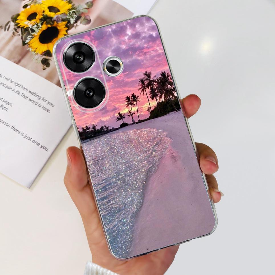 Flower Butterfly Women Fashion Back Cover For Xiaomi Redmi Turbo 3 Phone Funda Transparent Soft TPU Silicone Coque For Poco F6