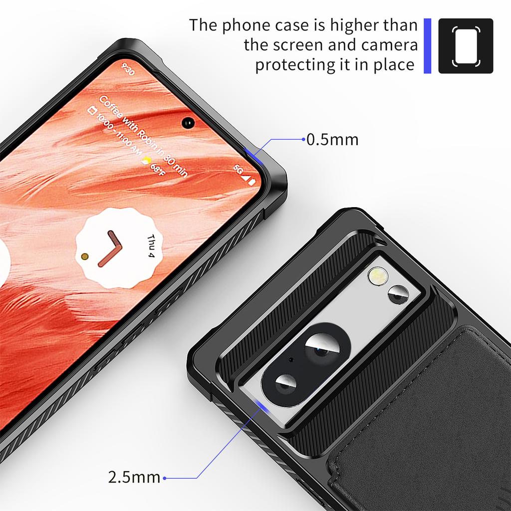 For Google Pixel 8 Pro PU Leather+TPU Anti-drop Cover Card Bag Phone Case Support Magnetic Car Mount