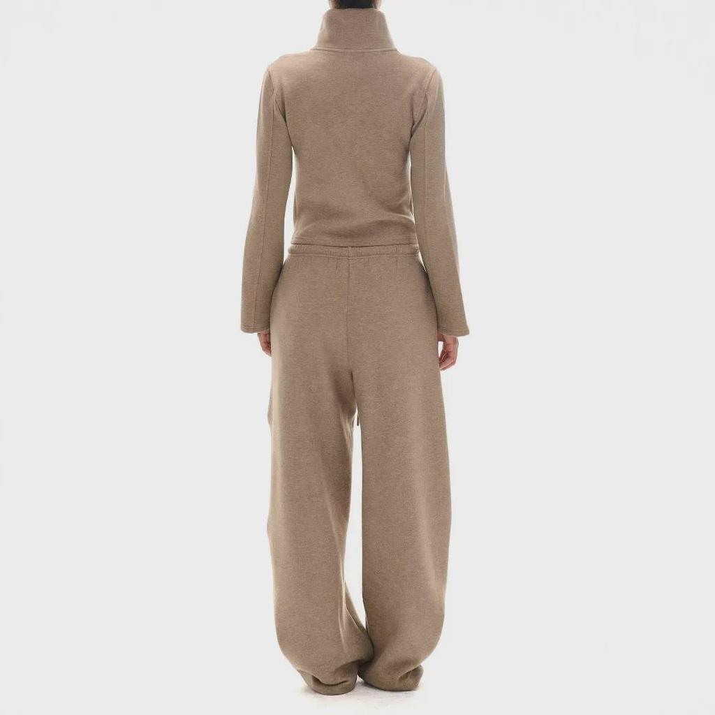 Retro Amerykański Zestaw: Bluza Rozpinana z Zamkiem i Wysokim Dekoltem & Zwężane Spodnie Dresowe z Bananowym Wzorem