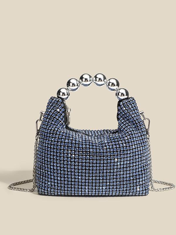New round bead handbag inlaid brick women's fashion versatile diamond chain rhinestone shoulder bag messenger dinner bag