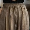 Johnature Pantalones casuales de pierna ancha para mujer, pantalones tie-dye de cintura elástica, otoño, bolsillos, cinturón, pantalones largos