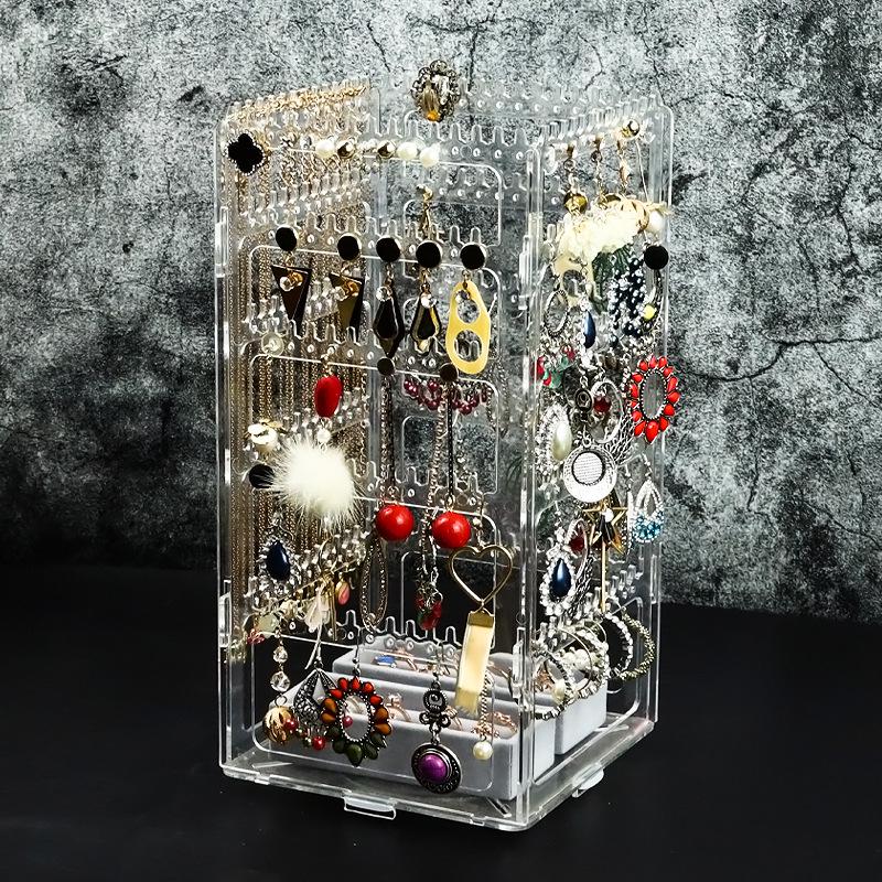 Multi-Layer Rotatable Jewelry Display Rack for Earrings, Necklaces, Rings, and Studs