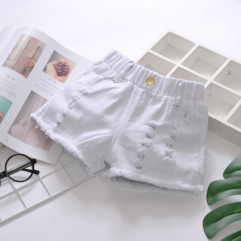

Girls Summer Denim Shorts Black and White Ripped Children s Korean Thin Pants Trend 90