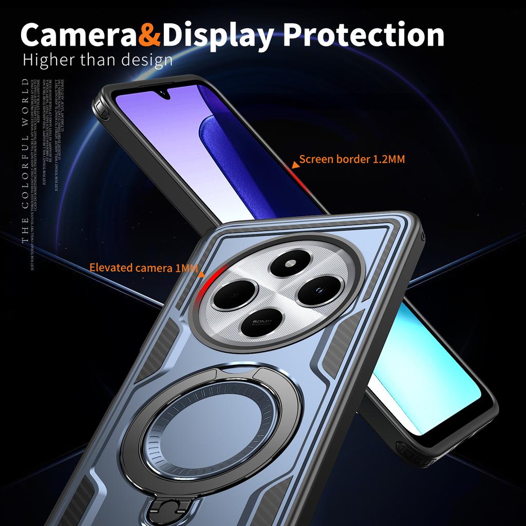 Magnetic Ring Stand Folding Bracket Phone Case For Xiaomi Redmi 14C 13C 12C 12 13 Turbo 4 Pro Dual Layer Bumper Shockproof Cover