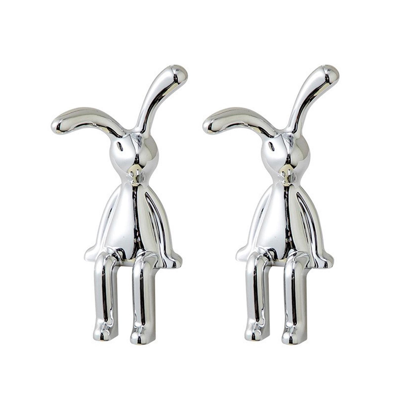 

10 шт. фигурок кроликов-самоклеек для декора дома и офиса, симпатичная фигурка сидящего кролика, легко приклеивается к гладким поверхностям A