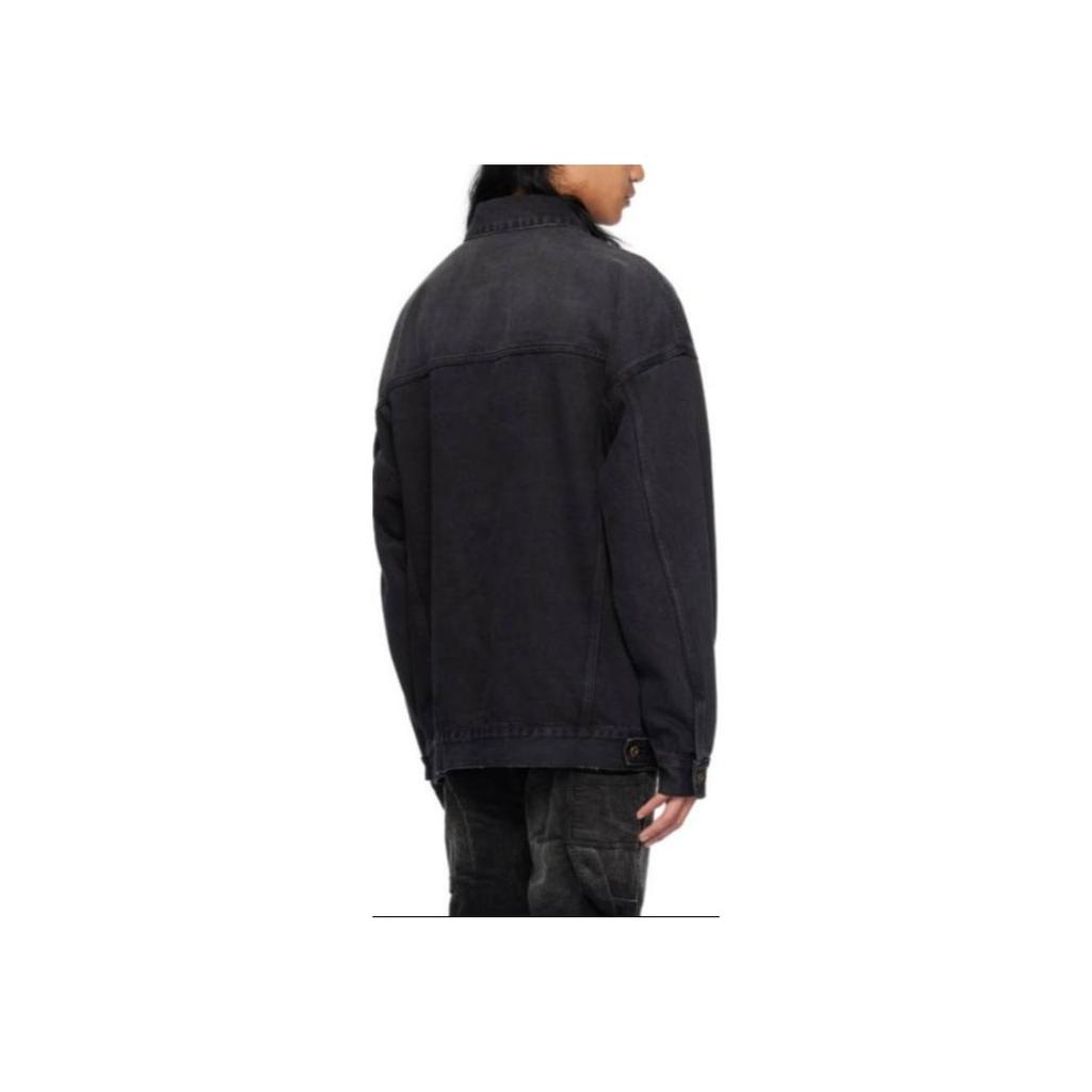 WE11DONE Faded Effect Single-Breasted Loose Denim Jacket Unisex Jackets Black WD-DJ2-24-353-U-BK