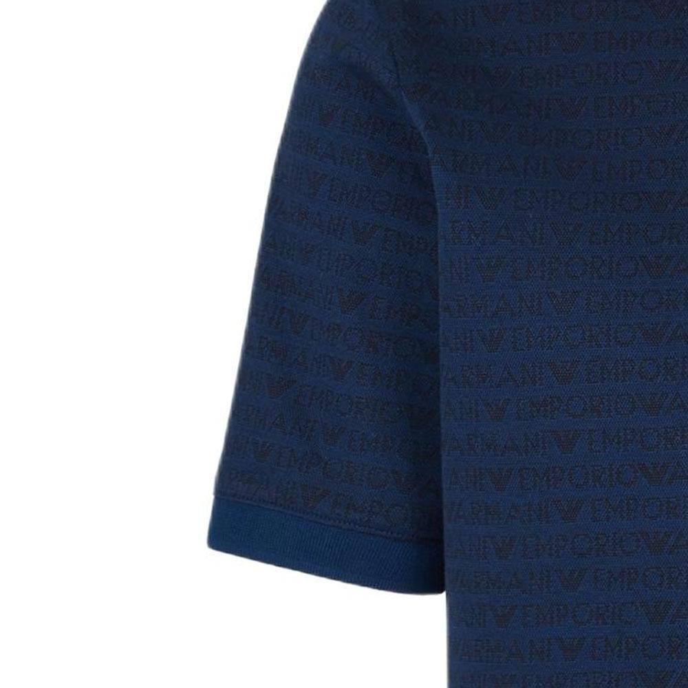 EMPORIO ARMANI All Over Jacquard Lettering Jersey Polo Shirt EM000788-AF12916-FB224
