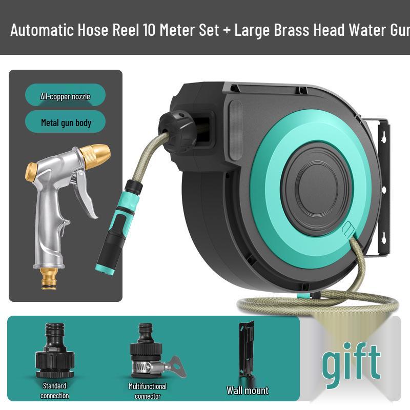 Automatischer Wandmontierter Einziehbarer Gartenschlauchaufroller mit Hochdruck-Wasserpistole zum Gießen, Autowaschen und Reinigen des Bodens