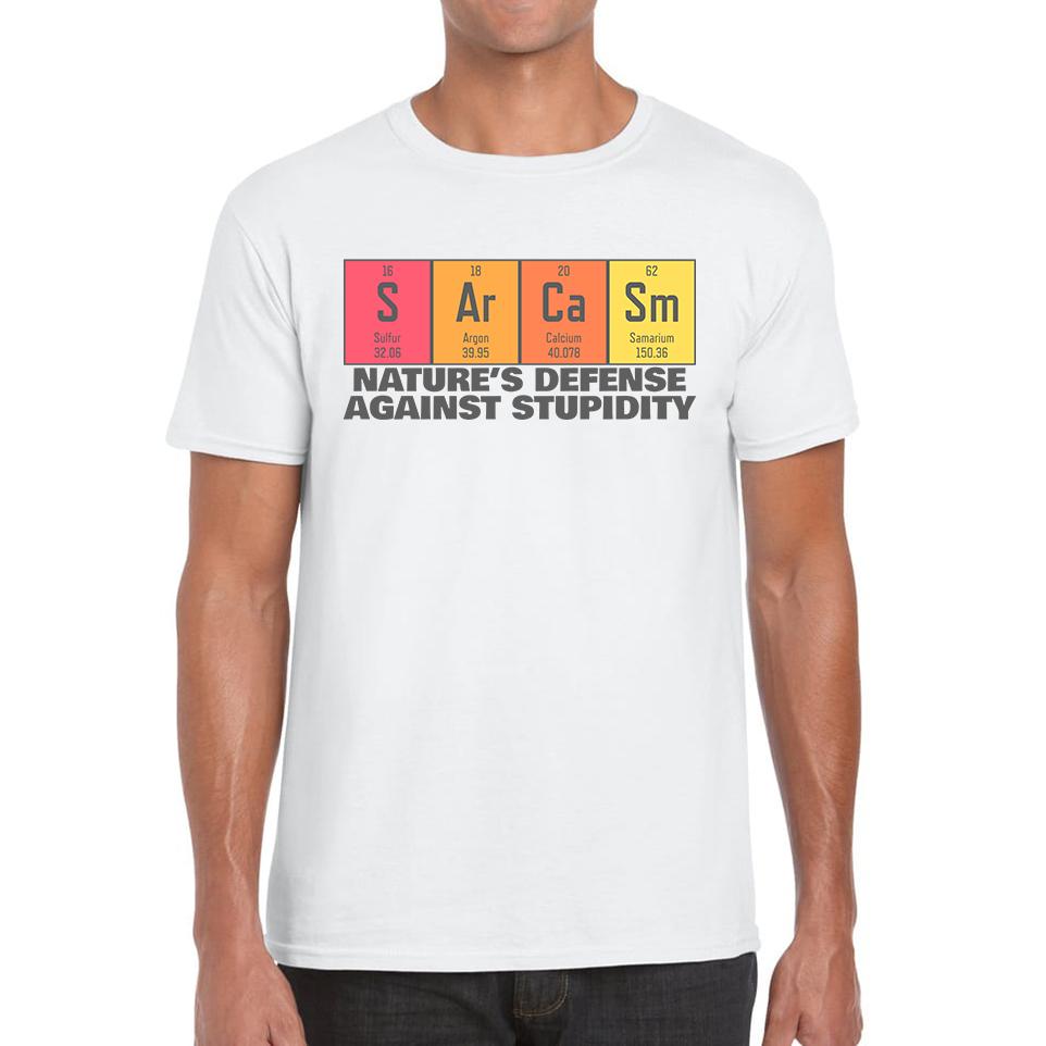

Nature s Defense Against Stupidity Sarcasm Elements Blocks Mens Tee Top XL
