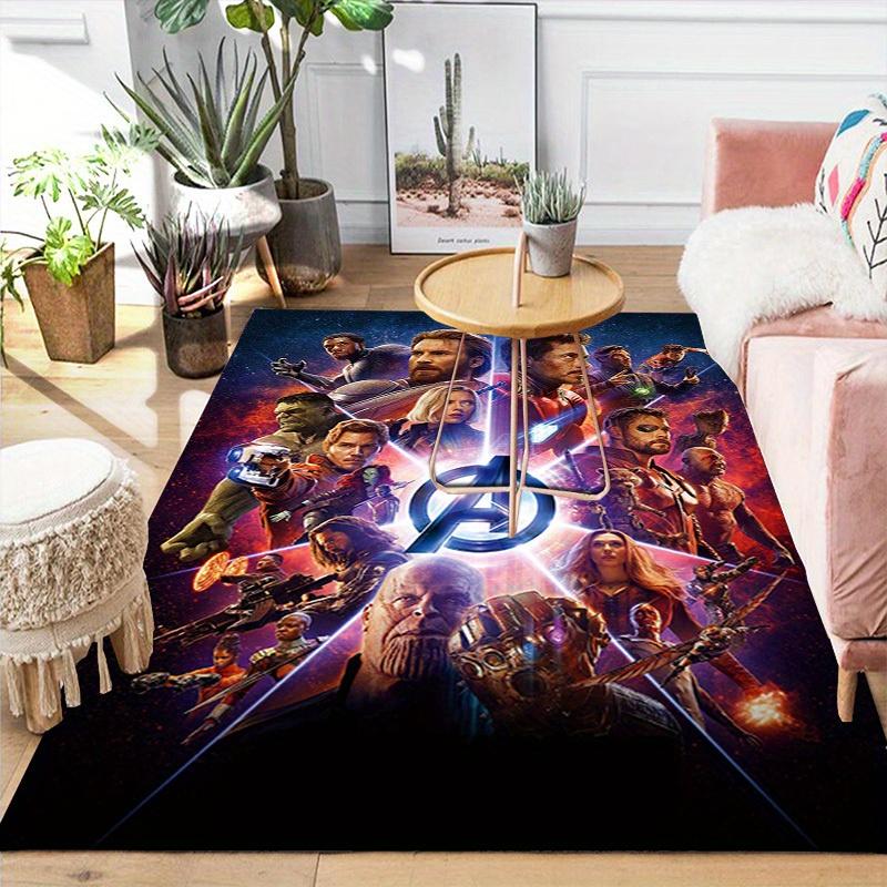 1pc Marvel Avengers Super Heroes Area Rug, Non-Slip Floor Mat, Cartoon Character Design, Soft Velvet, Room Decor, Washable Indoor Carpet