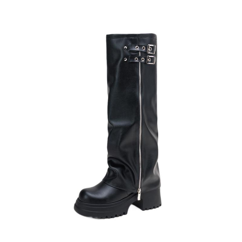 Women's Thick Sole Wide-Leg Over-the-Knee Boots - Autumn/Winter 2026 High-Top, Sweet & Cool Style.