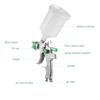 Vzduchová stříkací pistole Geevorks Gravity Feed Stříkací pistole HVLP s 600ml nádobkou 1,4 mm 1,7 mm 2,0 mm tryskou