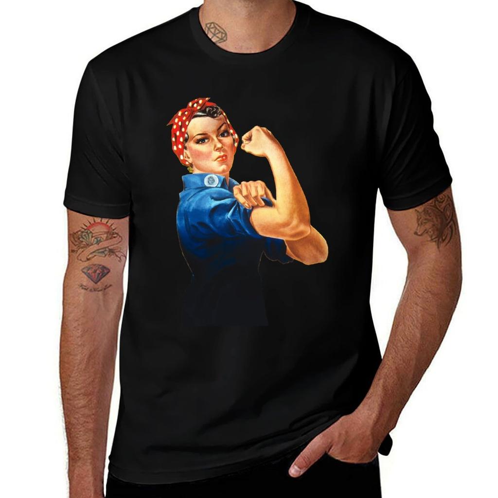 Rosie The Riveter Retro Design T-Shirt Durable Work Wear T-Shirt