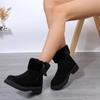 Autumn Winter Short Tube Suede Snow Martin Boots for Women Cross-Border Large Size Zipper Fur Plush Thick Cotton Boots Shoes 36-42