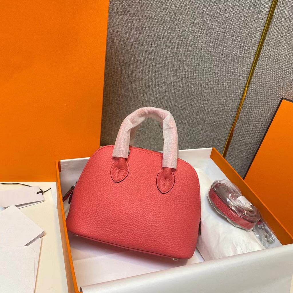 Kann mit Shell Bag Lychee Muster Togo Rindsleder Einzel Schulter Diagonal Kreuz Hand-gehalten Leder Frauen Stil Mode Klassische Frauen Stil beschriftet werden