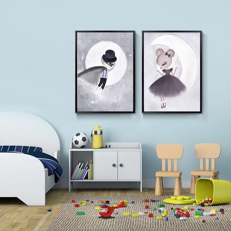 Nordic płótno artystyczny obraz domu dekoracyjna ściana sztuka króliczek dziewczyny zwierząt śliczne drukowane dzieci dziecko Cuadros Decoracion Dormitorio