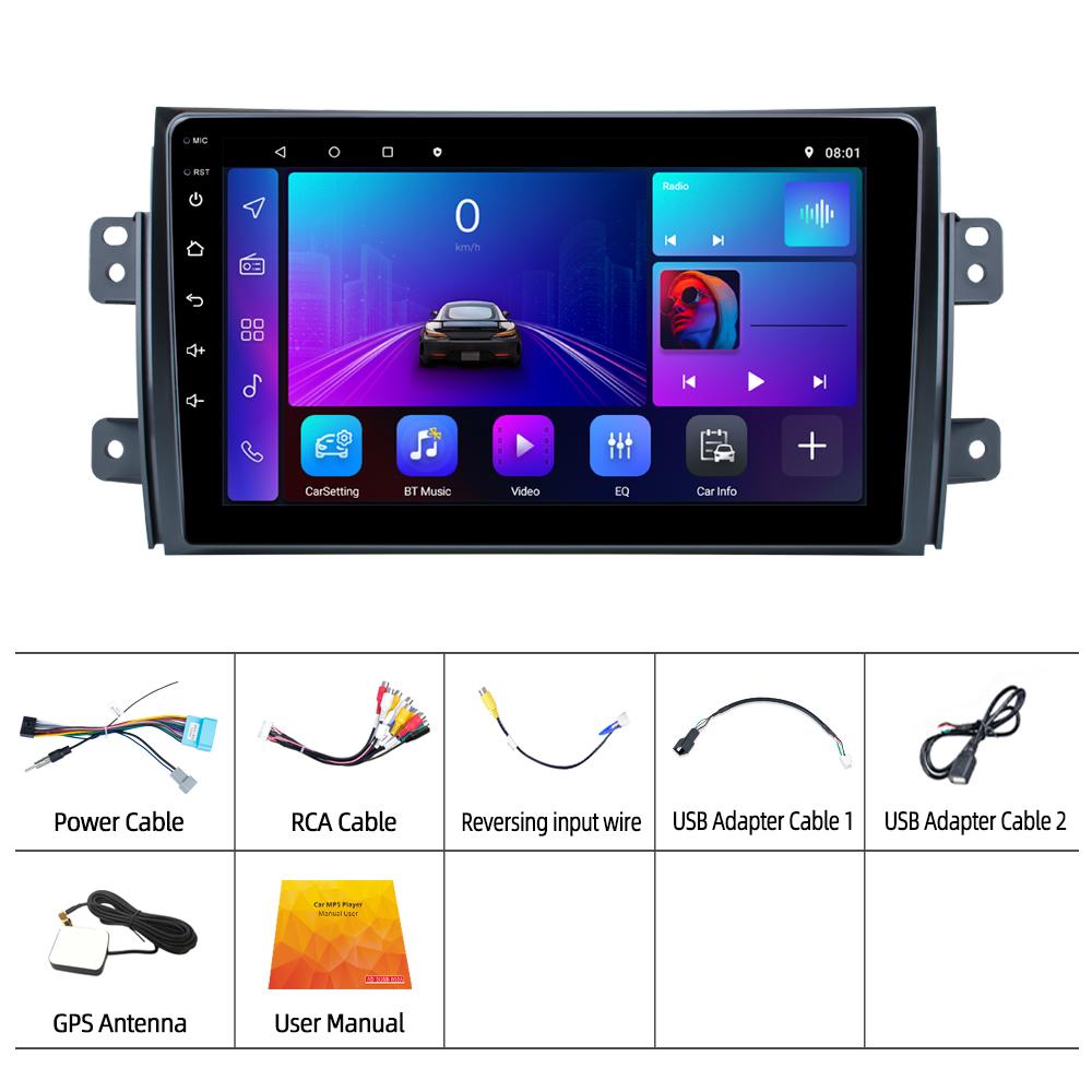 

Автомобильный радиоплеер REAKOSOUND Android 9 дюймов HD с зеркалом, универсальный Bluetooth, GPS-навигация, аудио, WIFI для Suzuki SX4 2006–2016 гг. 4+64