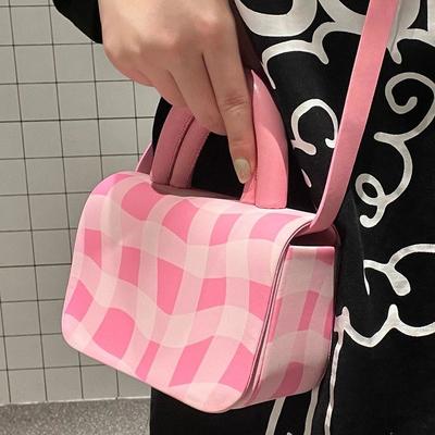Women'S Pink Pottery Bag, Fashionable And Versatile Portable Small Square Bag, Crossbody Small Bag, Shoulder Mobile Phone Bag.