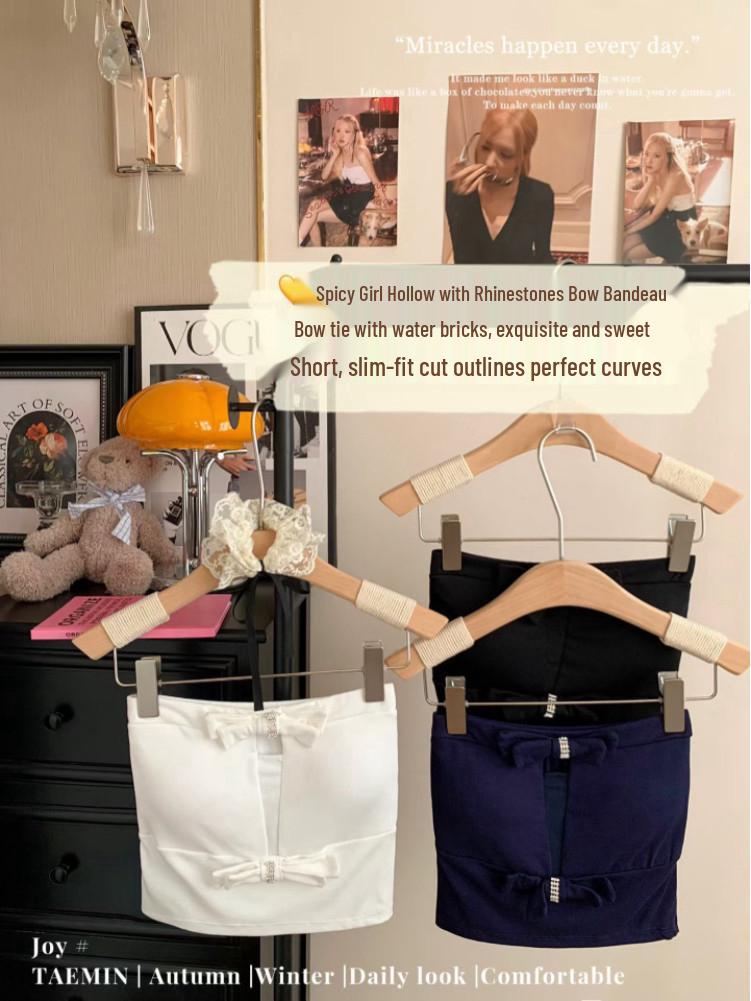 Women's Strapless Hollow Out Bowknot Camisole: Slim Fit, Sexy Bandage Crop Top for Spring/Summer