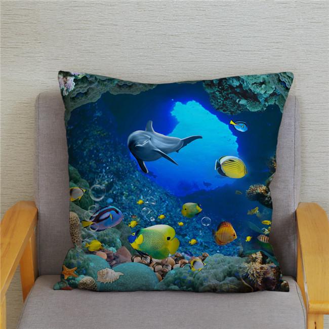Poszewka na poduszkę Wzór delfinów oceanicznych Nadruk świata podwodnego Poduszka Dzieci Sofa Dekoracja domu