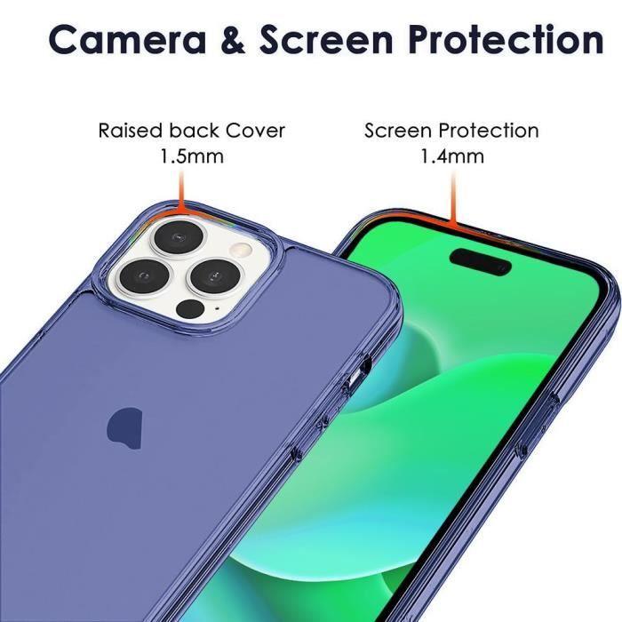 Coque pour iPhone 14 Pro Max - Antichoc - Souple - Silicone - Bleu Marine - Résistant aux rayures