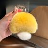 [Cute Little Mushroom] Real Rex Rabbit Hair Car Keychain Pendant Ins Internet Celebrity Hair Pom-pom Book Bag Pendant