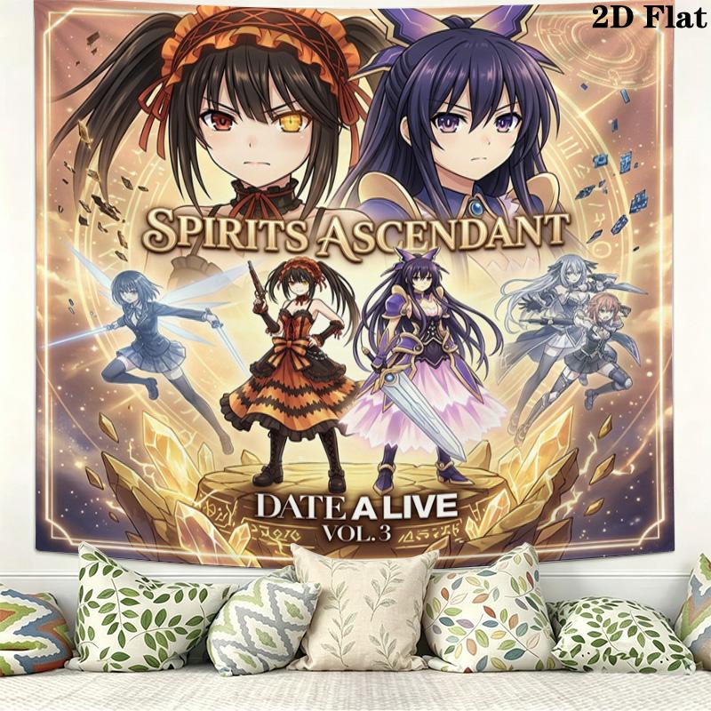 Date Live Wall Tapestry Aesthetic Wall Hanging Printed Fabric Blanket Decorative Tapestries For Bedroom Living Room Home Decor